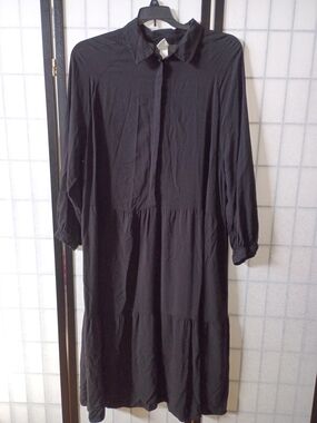 maxi dress long sleeve blue Dark Blue Long Sleeve Linen Maxi Dress from NikkaPlace